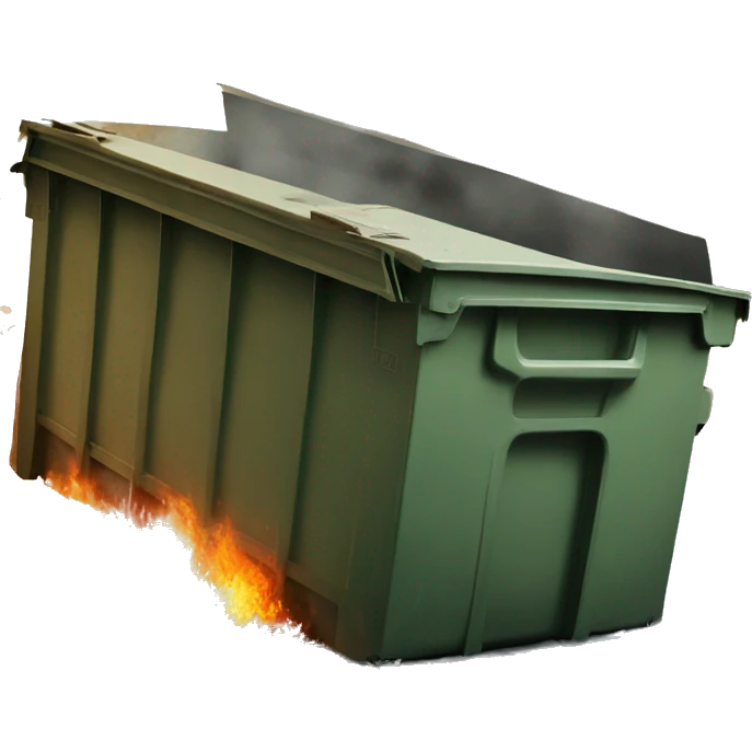 dumpster on fire rolling in river emoji