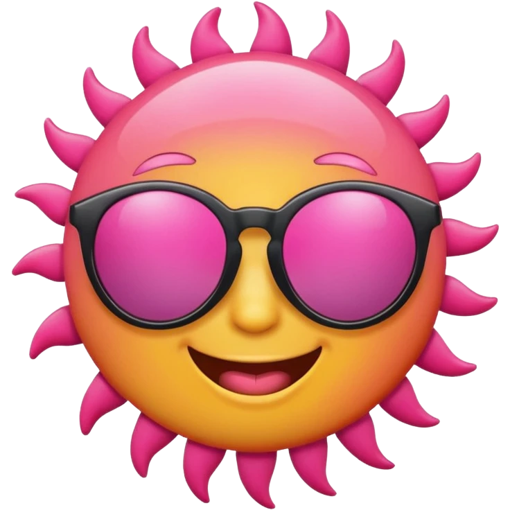 bright sun with sunglasses, cheerful summer vibe, predominantly pink color emoji