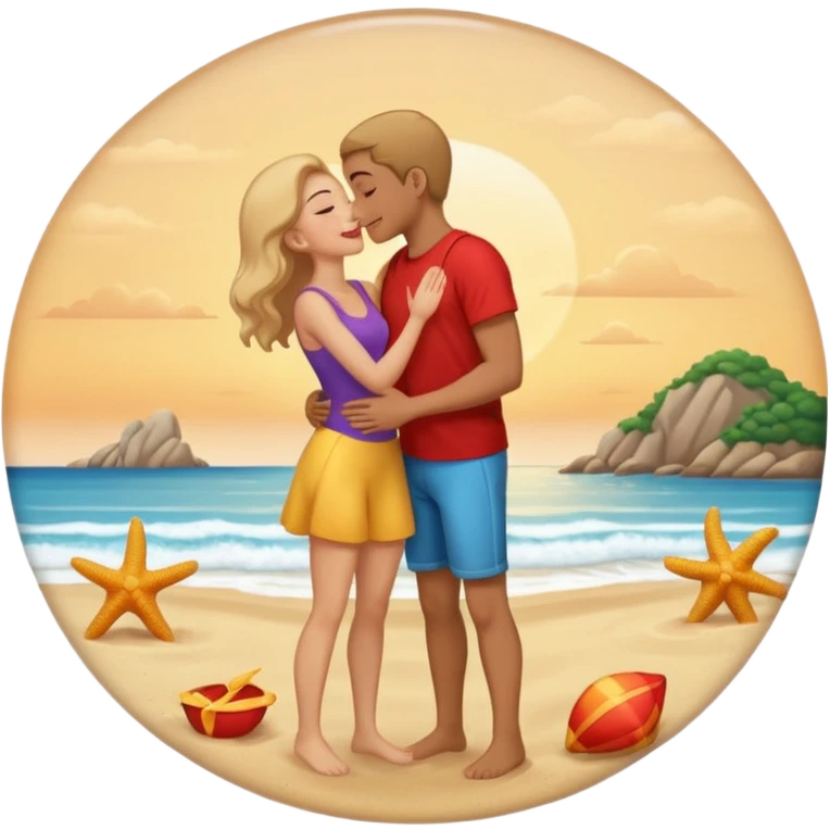 beach kiss with light skin emoji