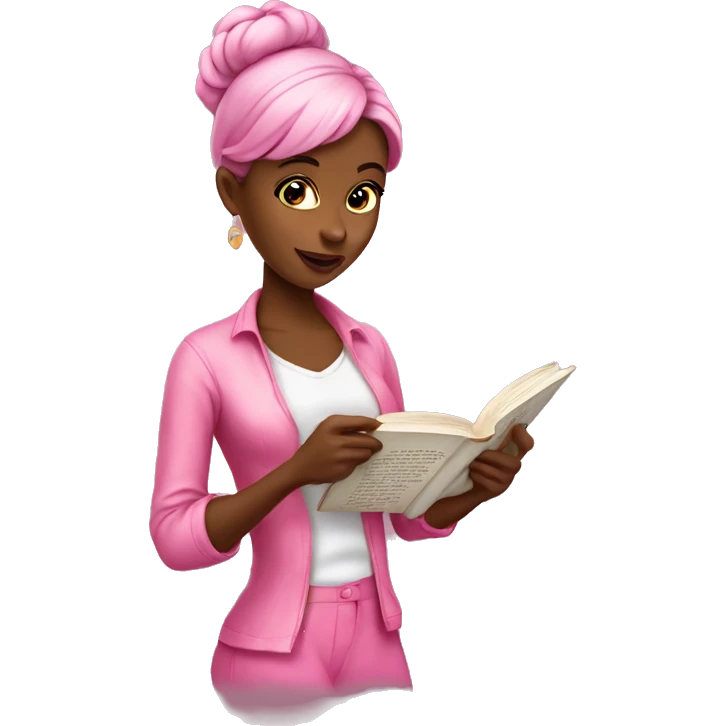 coquette woman reading a book pink emoji