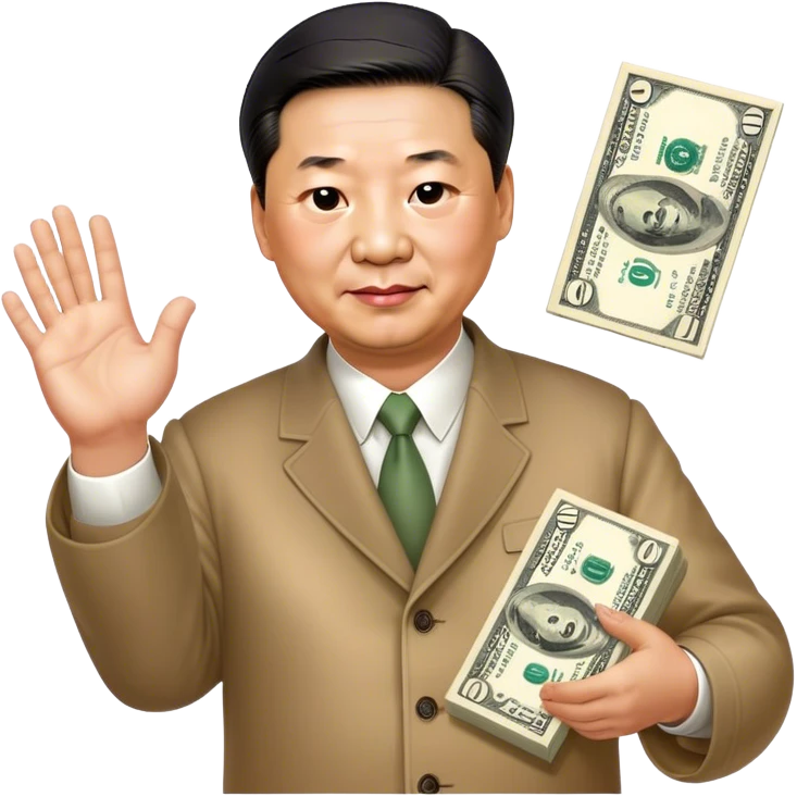 xi jinping photorealistic holds out for the dollar emoji