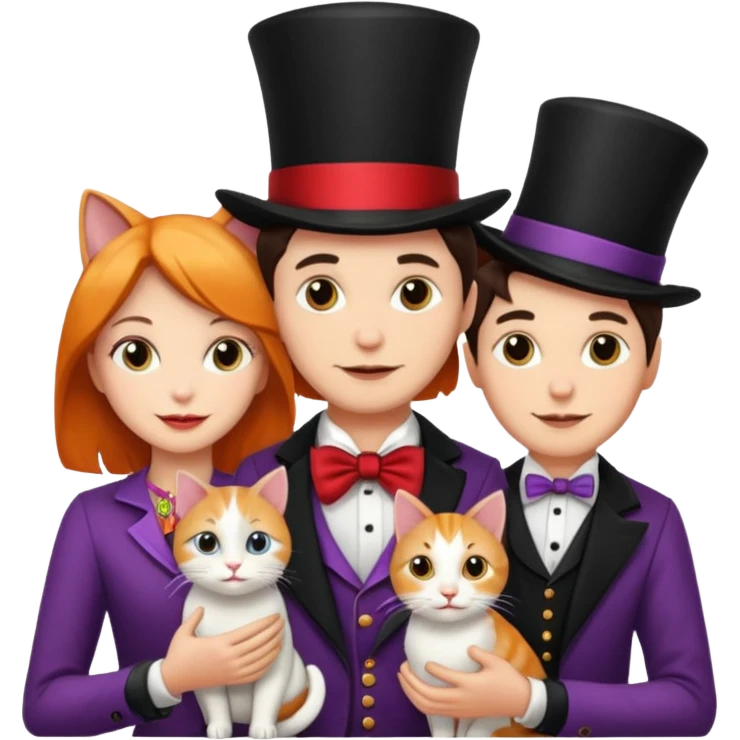 magician couple and their pet cat emoji