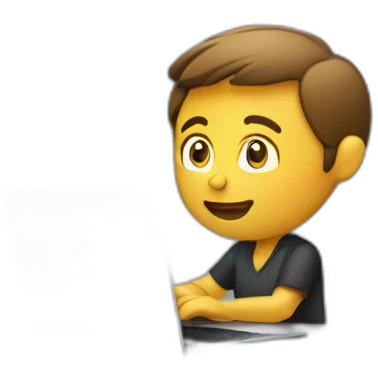video editor man using apple laptop on side emoji