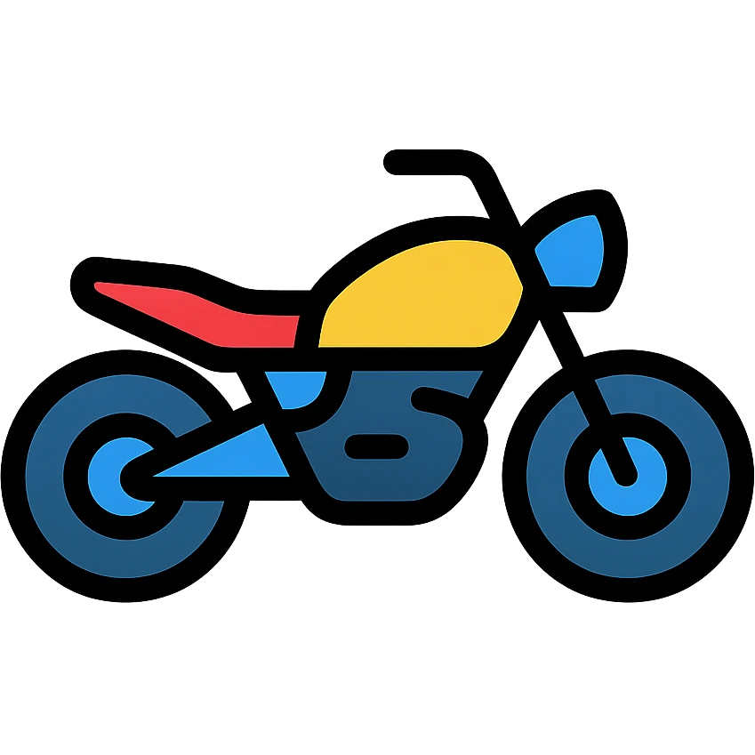 motorcycle, color outline icon style, dynamic angle, modern look emoji