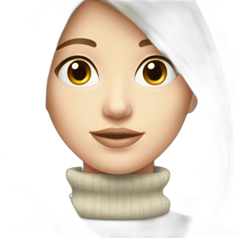 pale skin beatifull woman turtleneck from side upper half emoji