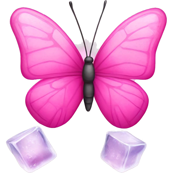 Pink butterfly ice cubes  emoji