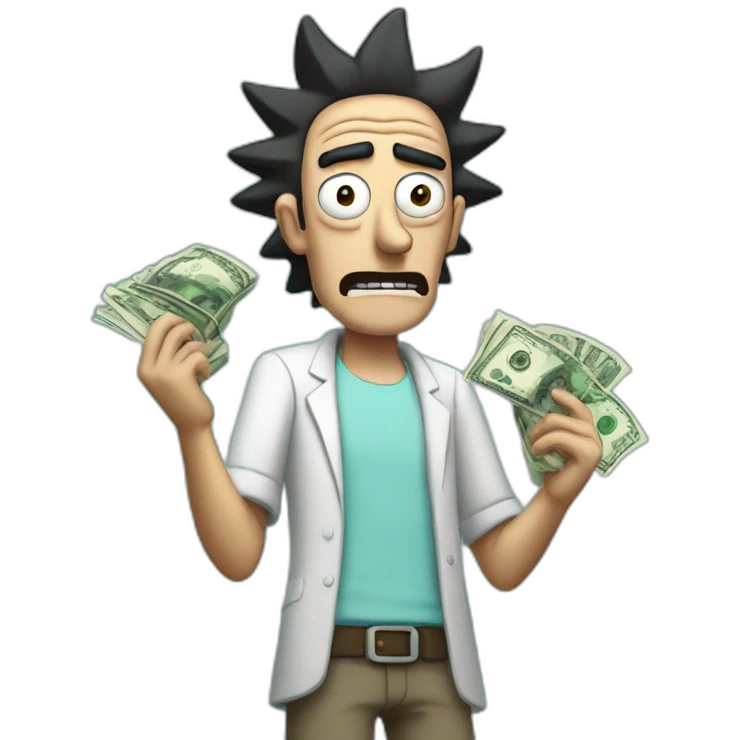 Rick Sanchez with money emoji