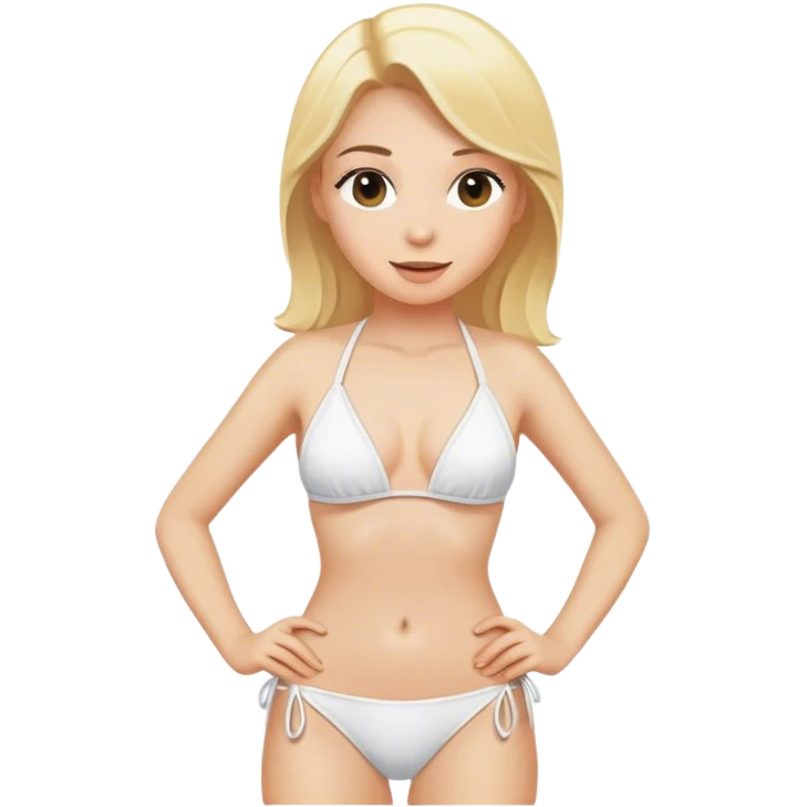 white bikini blonde woman, no face emoji