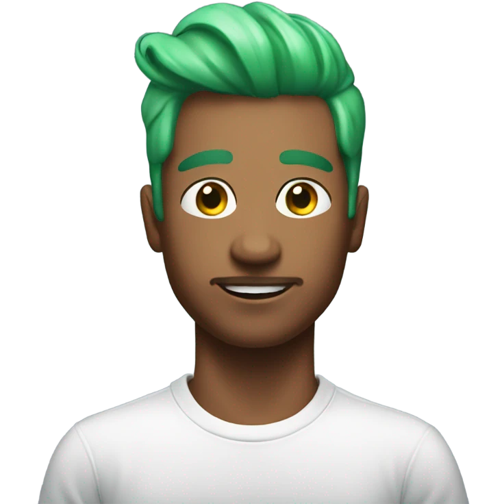 Man with green hair with a tshirt on that says SOAP emoji