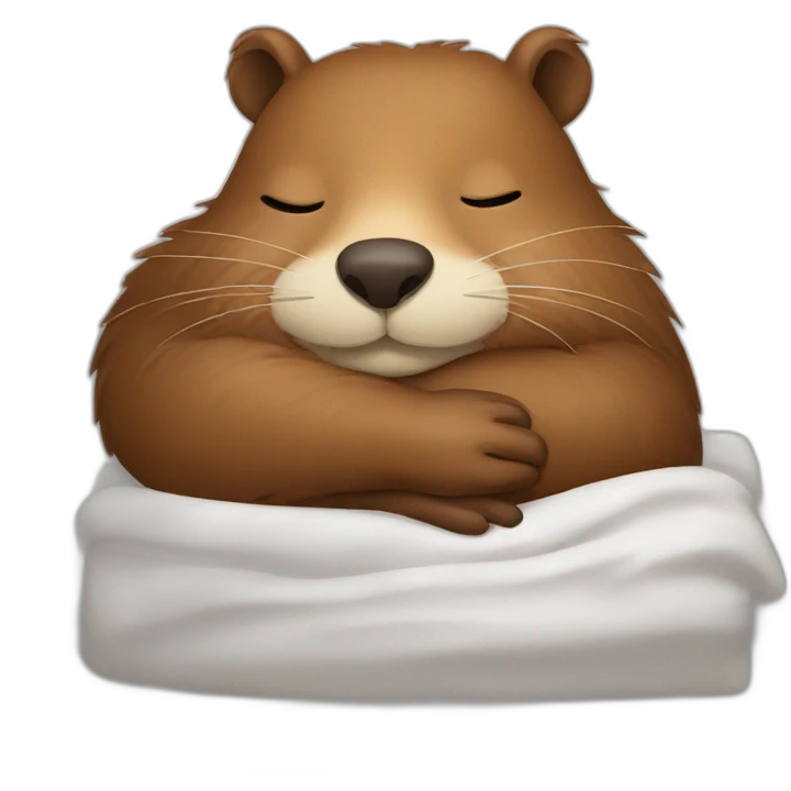 a beaver sleeping in a bed emoji