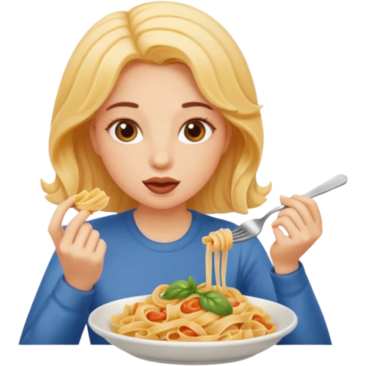 Une femme qui mange du pâte  emoji