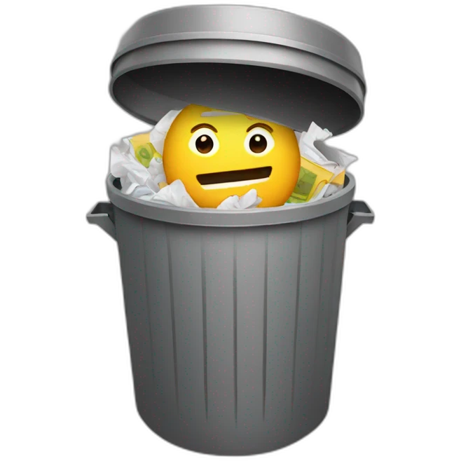 male emoji in a trash can emoji
