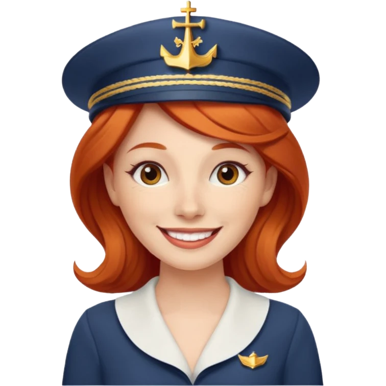cruise emoji with a red headed woman emoji