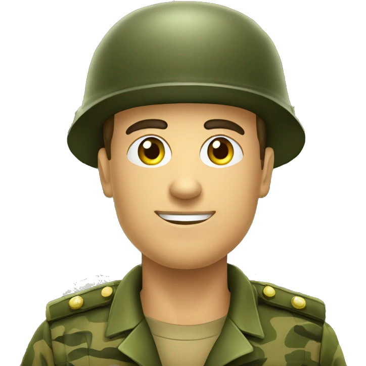 crie um emoji de um militar do exercito brasileiro com o camuflado típico emoji