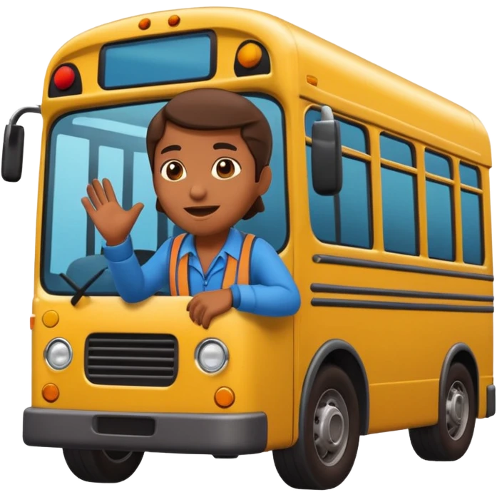 3D emoji of a Peruvian bus fare collector (“cobrador”), leaning out of a micro door calling passengers, dynamic pose, urban street vibe, vibrant colors, bold outlines, sticker illustration, transparent background emoji