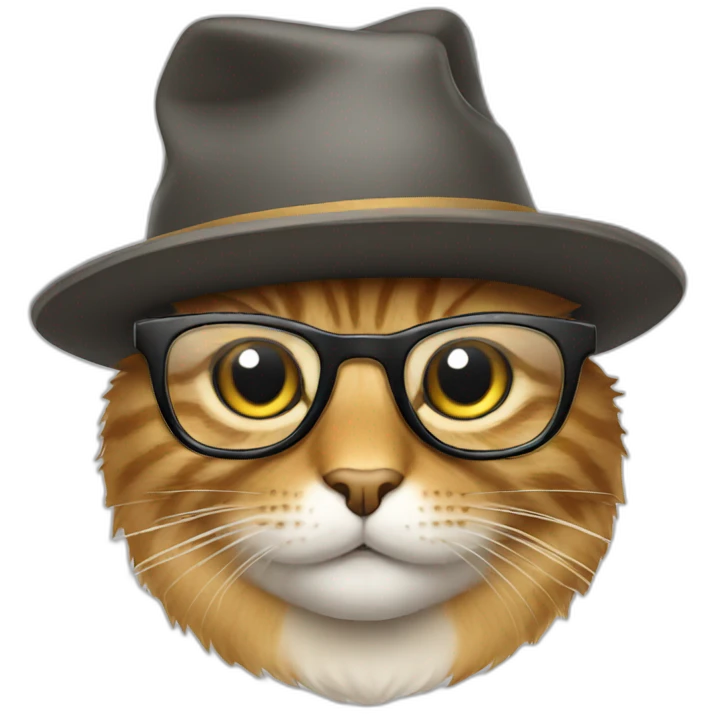 Cat with glasses and hat emoji