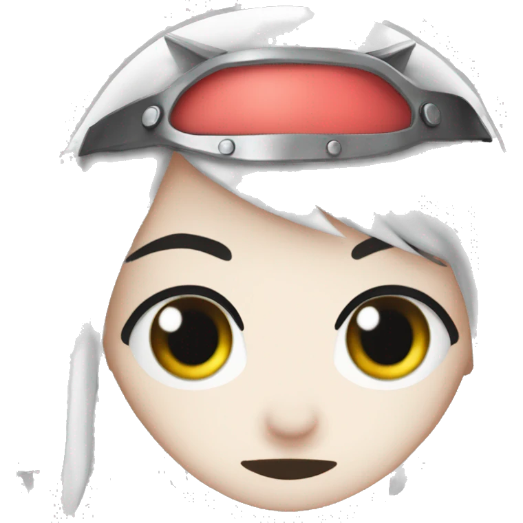 a  white hred eye anime giarl saying gm emoji