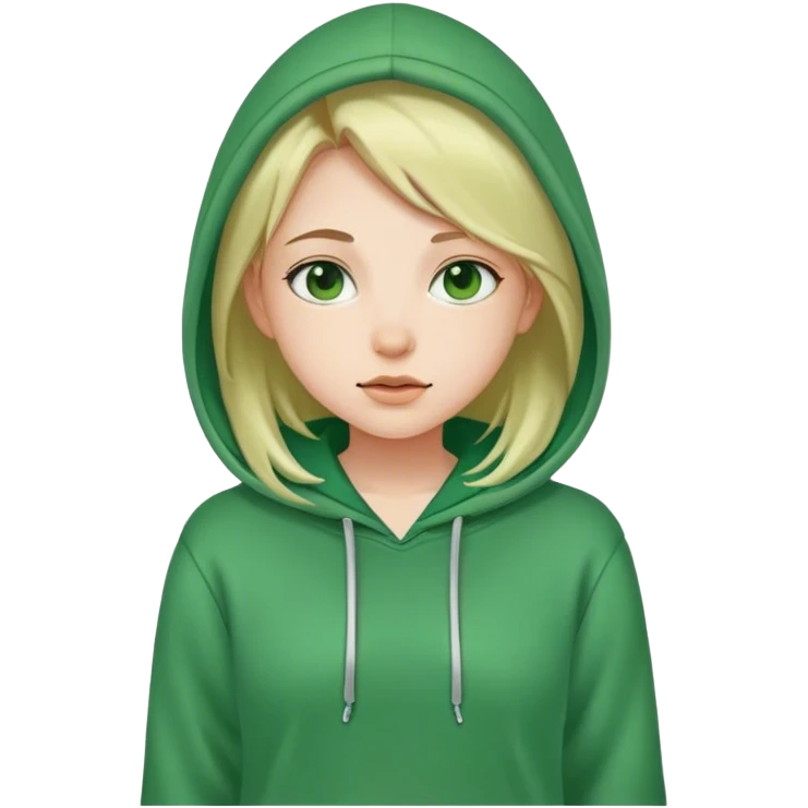 Girl wearing a green hoodie emoji