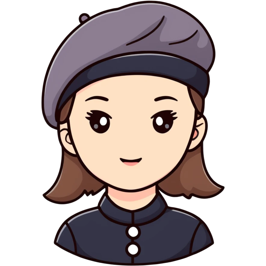 girl wearing a black beret emoji