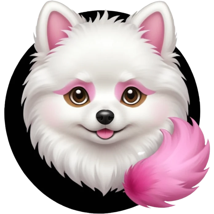 White Pomeranian with pink tail emoji
