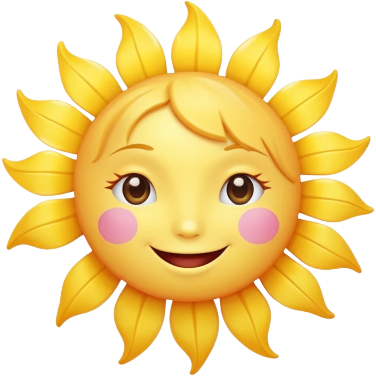 smiling sun with rosy cheeks and motivational rays, girly and motivating emoji emoji