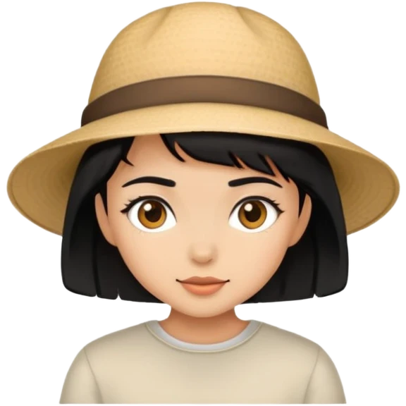short black haired girl with hat emoji