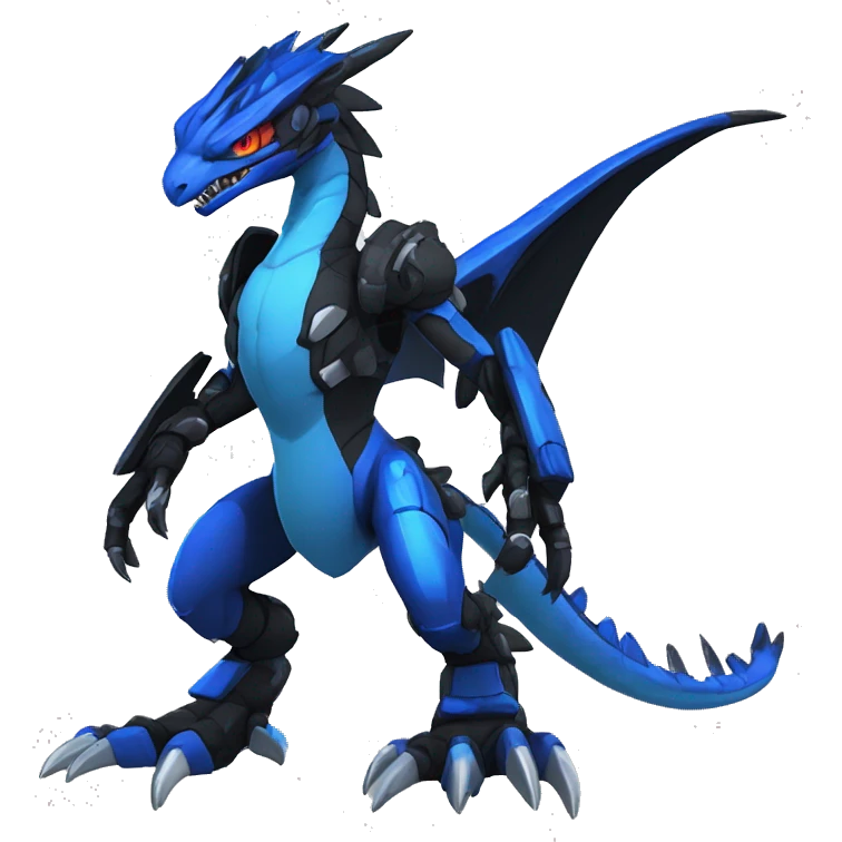  Cool Edgy Black Blue Digimon-Fakemon-Guilmon-Velociraptor-Dragon-Mecha full body emoji