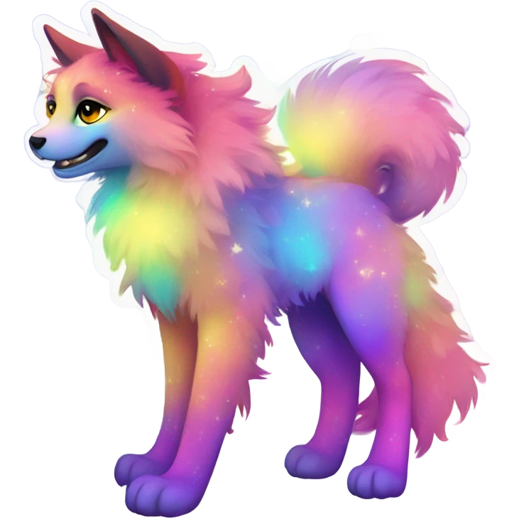 Colorful gradient-Sparkle-nebula-fursona anthropomorphic furry full body emoji