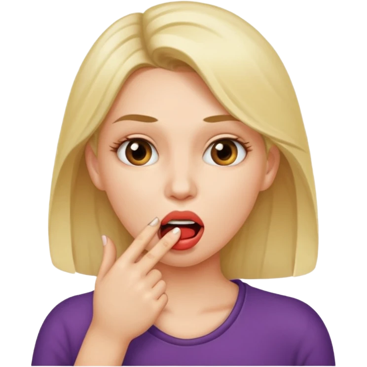 Una mujer mordiendose el dedo, sin la lengua para afuera y que el dedo este más omenos adentrod de la boca EL DEDO ADENTRO DE LA BOCA emoji