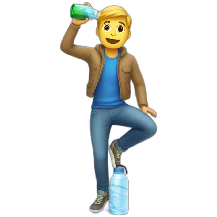 Guy balancing on water bottle emoji