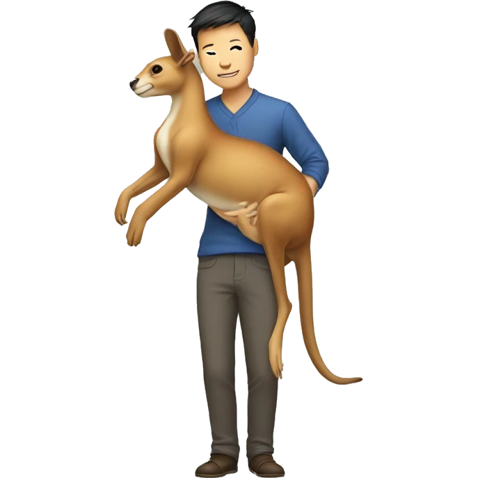 Chinese male holding a kangaroo upside down by its tail emoji