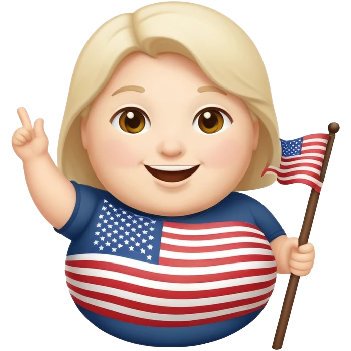 happy plump American with flag emoji