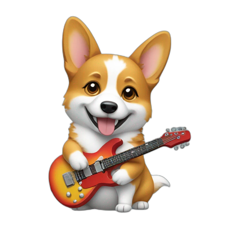 Corgi playing electric guitar emoji