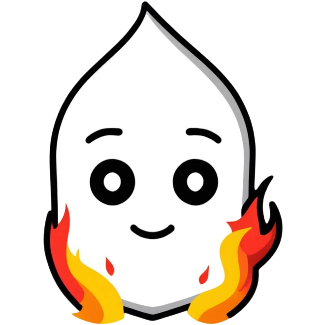 featureless head with fire, no eyes, no mouth, blank face emoji