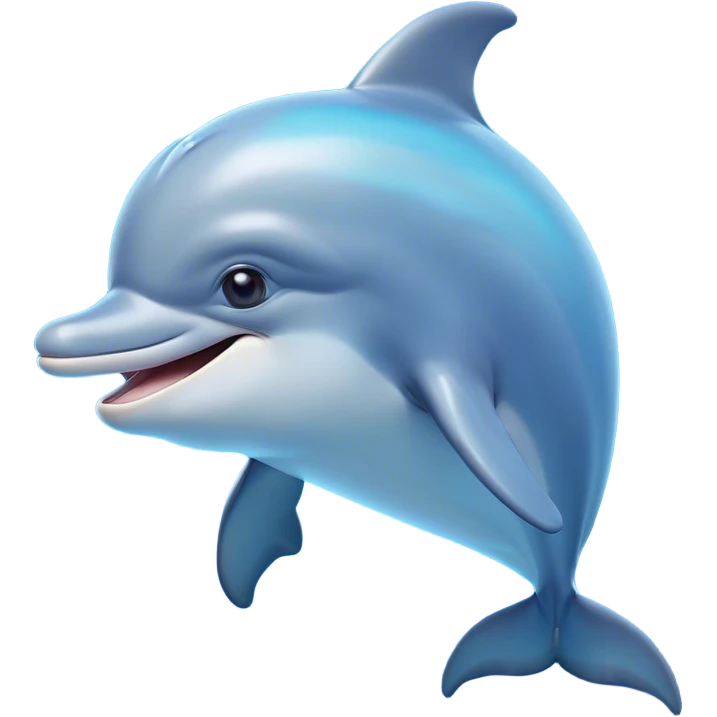 Cinematic Comical Dolphin Portrait Emoji, Head tilted dramatically with an exaggeratedly amused expression, featuring a smooth, dynamic body with wide, comically expressive eyes full of playful disbelief and a quirky, arched dorsal fin, Simplified yet hilariously expressive features, highly detailed, glowing with a slightly sassy oceanic glow, high shine, dramatic yet playful, stylized with an air of cheeky marine mischief, soft glowing outline, capturing the essence of a meme-worthy dolphin that looks ready to leap its way into viral fame! emoji
