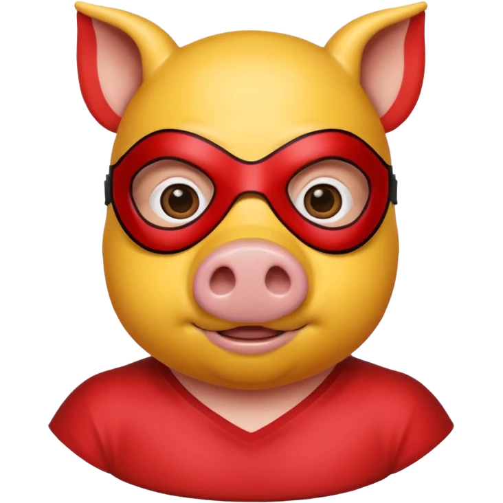 a pig hero with yellow mask and wearing shirt emoji