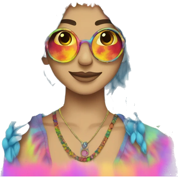 Tie dye hippie person flower crown tattoos hemp leaves emoji