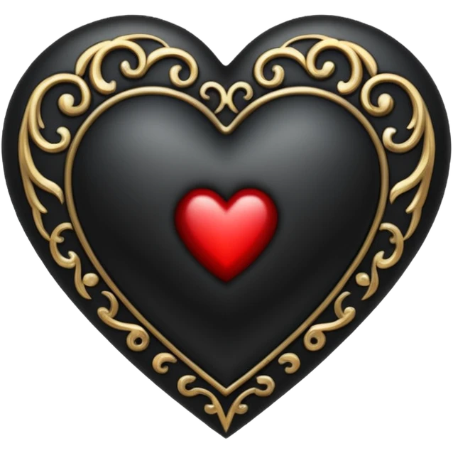black gothic heart, ornate, dark, elegant emoji
