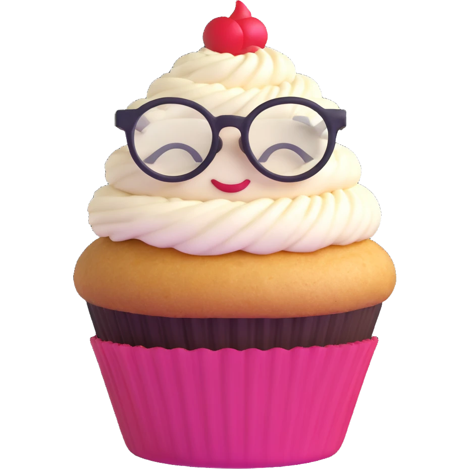 cupcake with glasses emoji