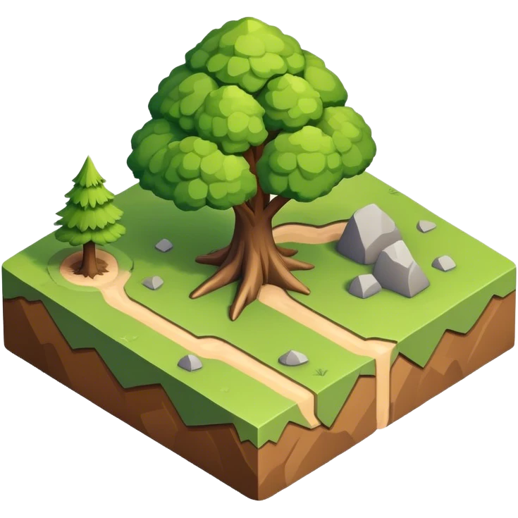 isometric rugged terrain small simple tree emoji