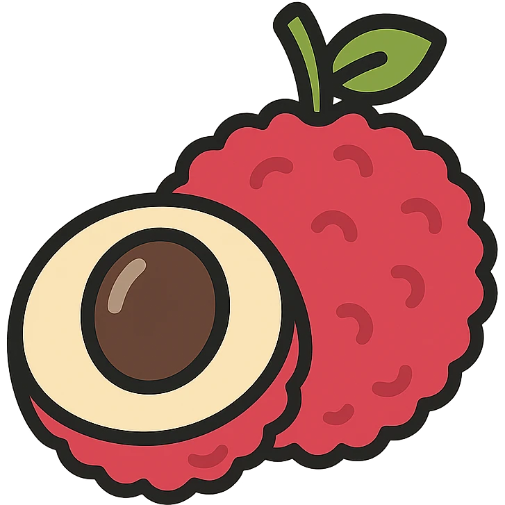 bold colorful icon of lychee fruit cross-section, representing Taiwan, no cliche emoji