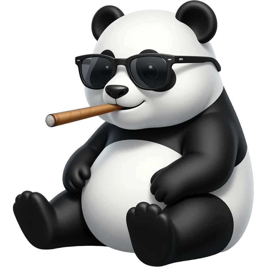 Panda sitting up sideways wearing Sunglasses smoking a blunt emoji