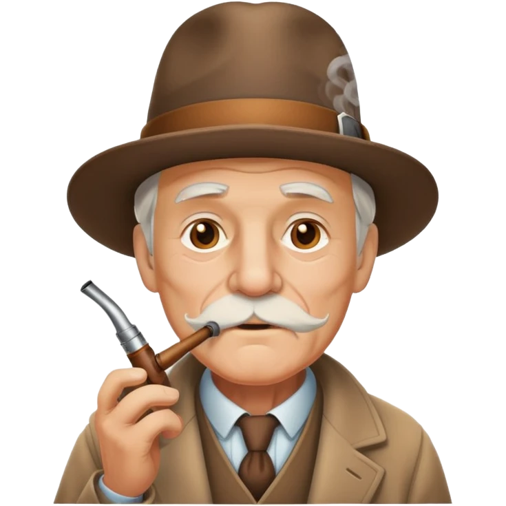 white old man with smoking pipe with hat emoji