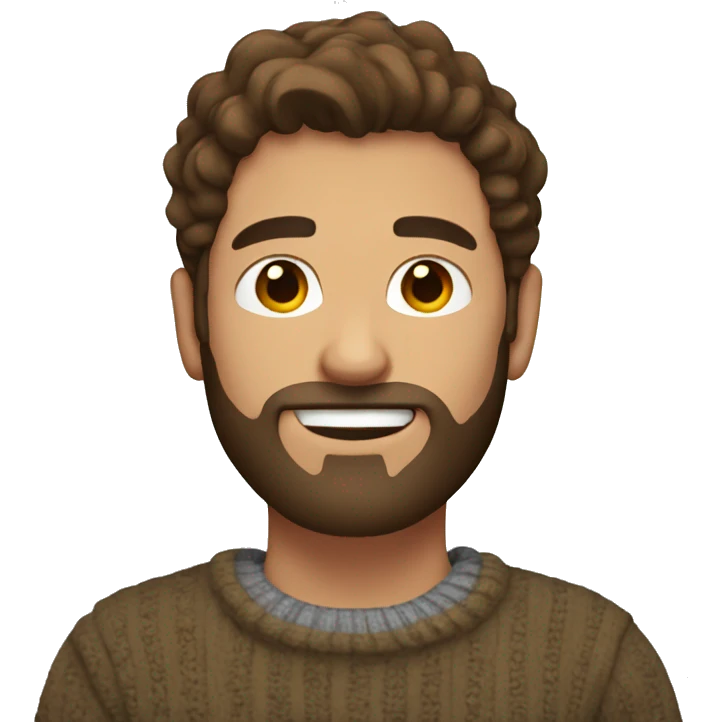 A guy with brown hair and a beard and wearing a GAP sweater emoji