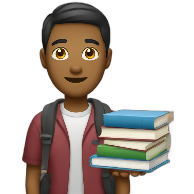 college student with books and computer emoji