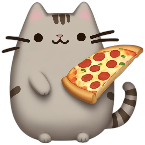 Pusheen with pizza emoji