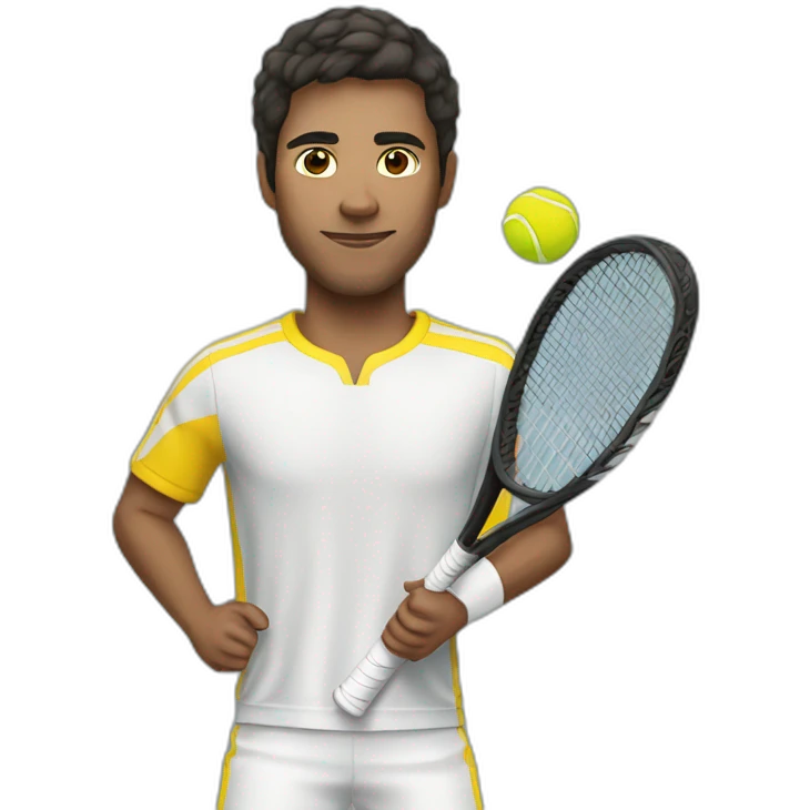 man, tennis player with racquet, with yellow skin and dark hair emoji