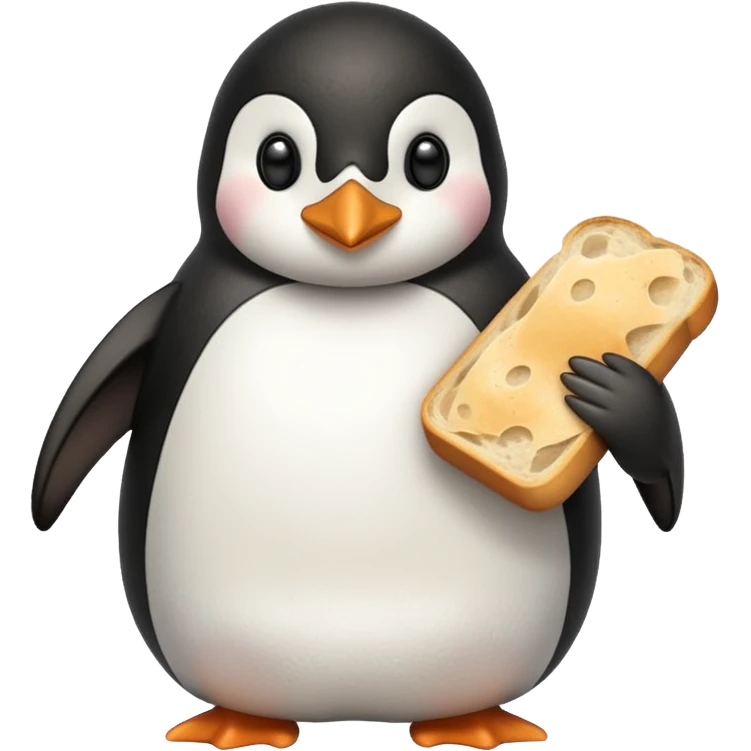 a penguin holding a loaf emoji