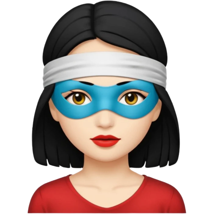 woman with black hair wearing blindfold emoji