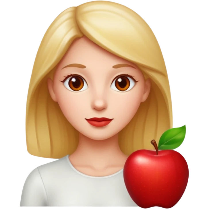 eva with an apple emoji
